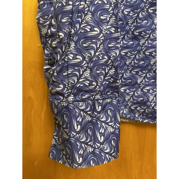 Louis Fabel Dark Blue Quilting Long Sleeve Slim Fit Button Up Men's Shirt Size M - Picture 6 of 9